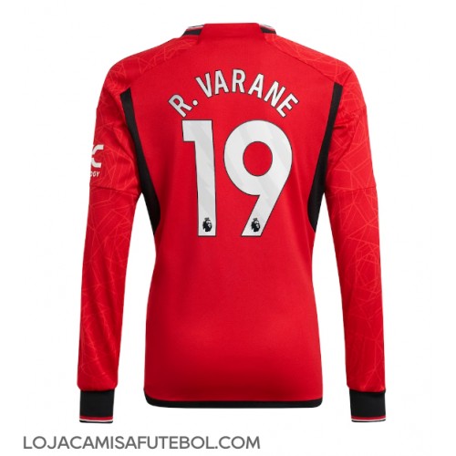 Camisa de Futebol Manchester United Raphael Varane #19 Equipamento Principal 2023-24 Manga Comprida